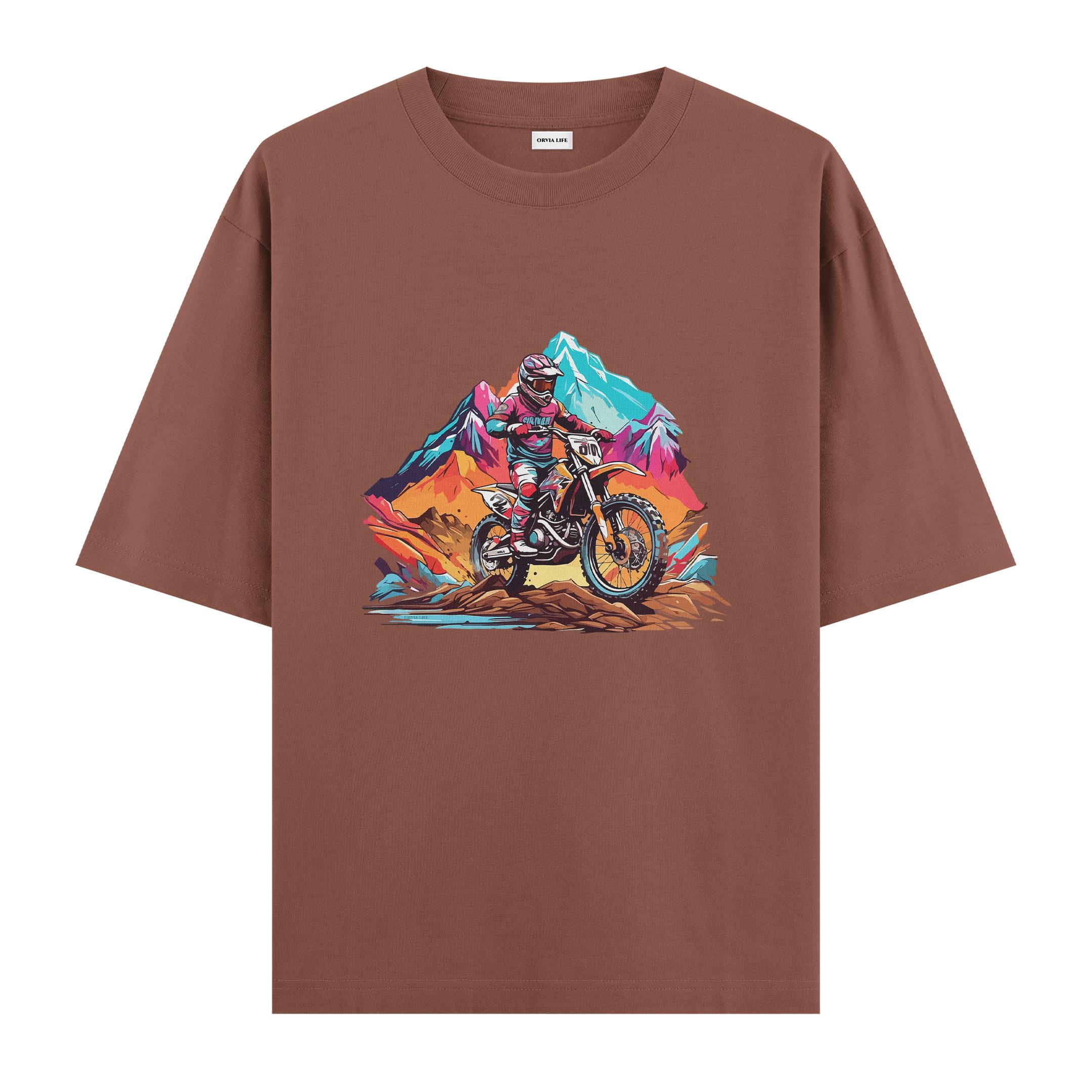 Cross%20Motocycle%20-%20Oversize%20T-shirt%20Kahverengi