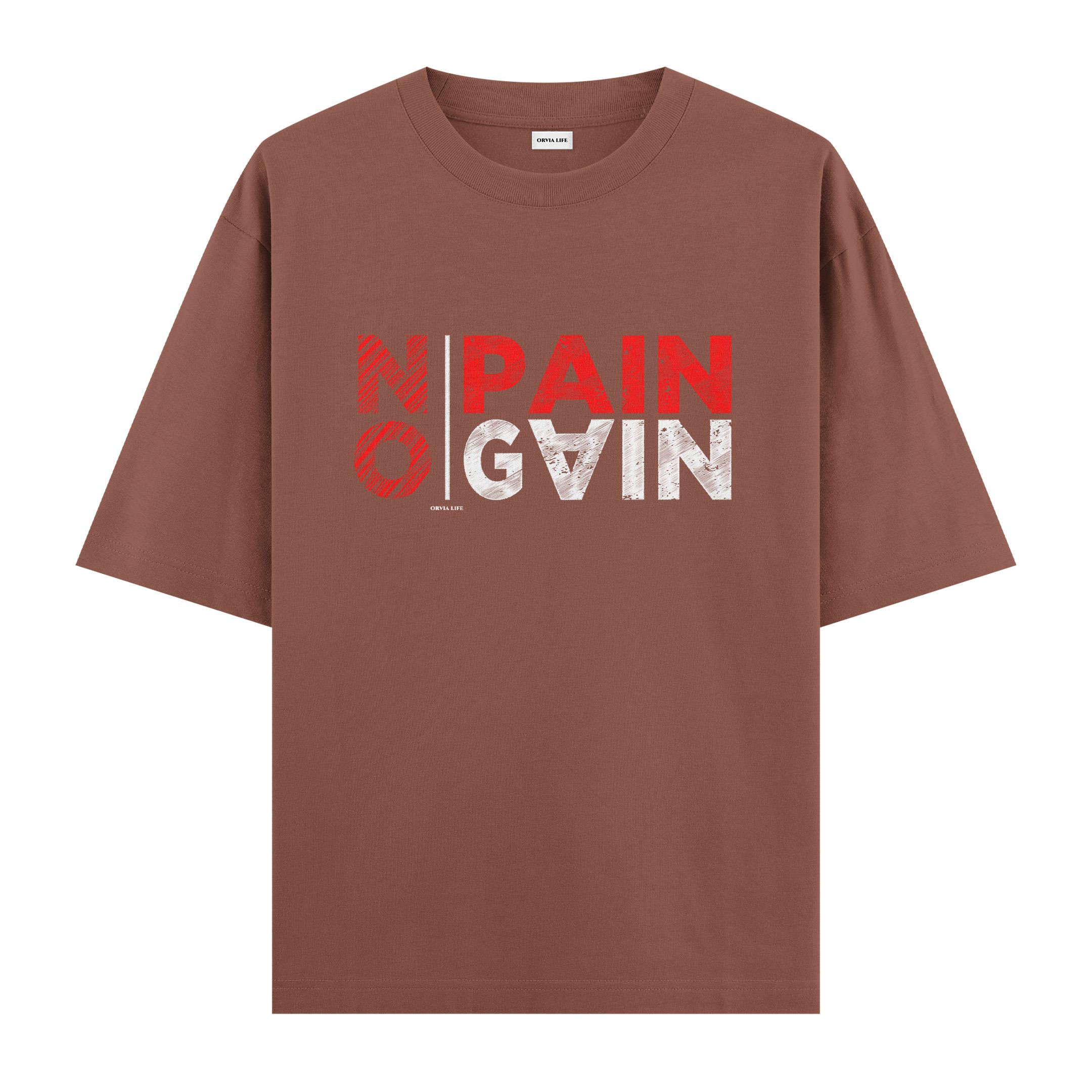 No%20Pain%20No%20Gain%20-%20Oversize%20T-shirt%20Kahverengi