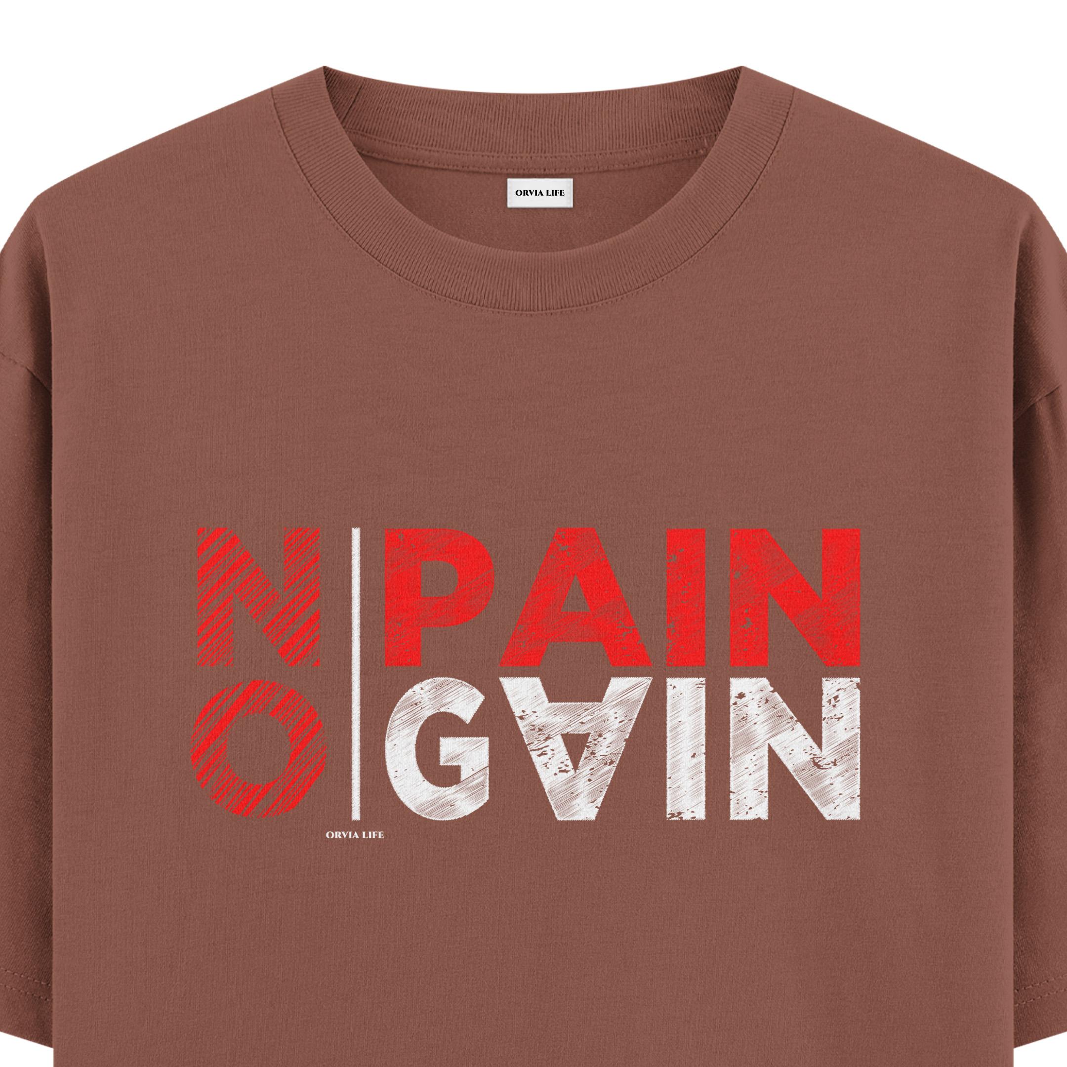 No%20Pain%20No%20Gain%20-%20Oversize%20T-shirt%20Kahverengi