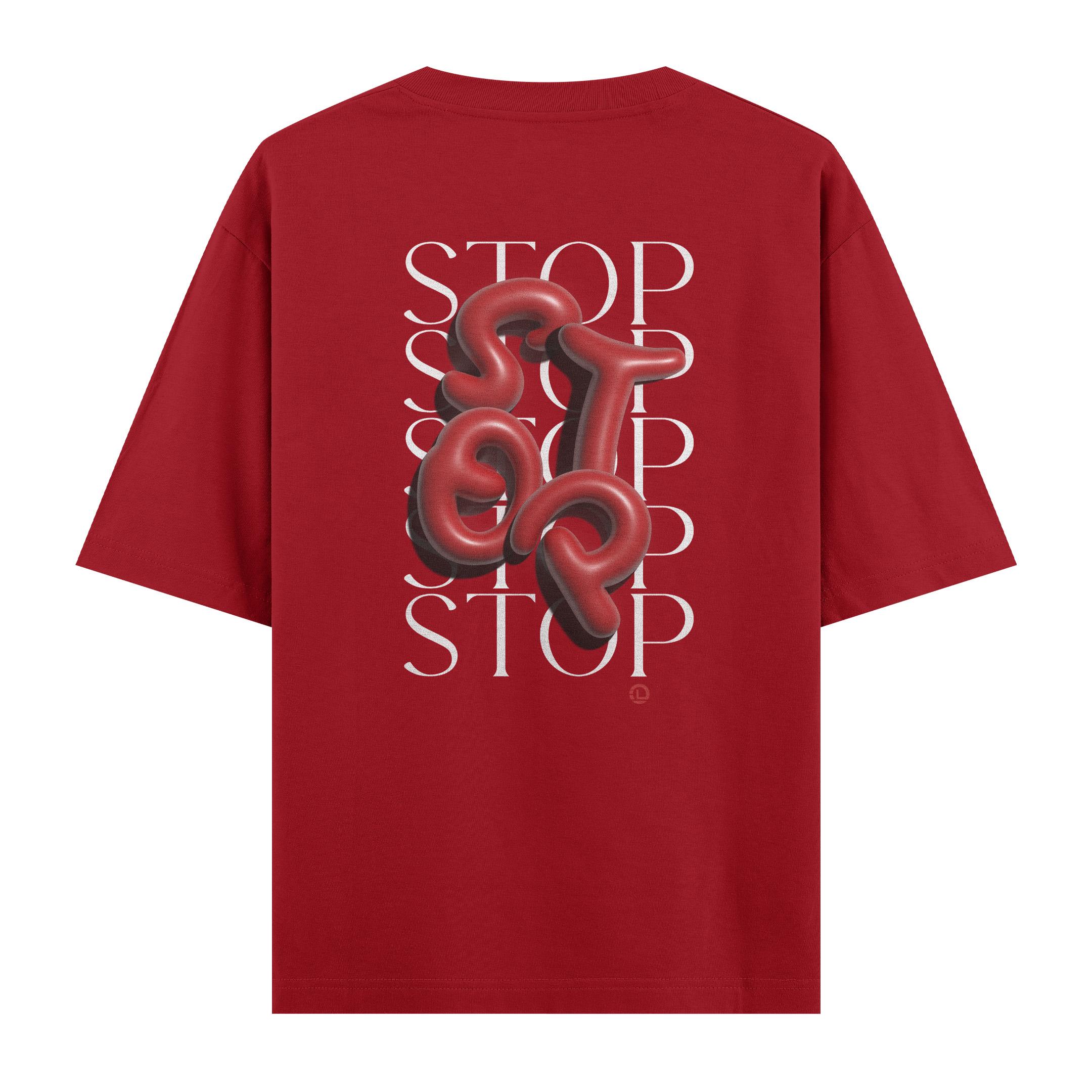 Stop%20-%20Oversize%20T-shirt%20Kırmızı