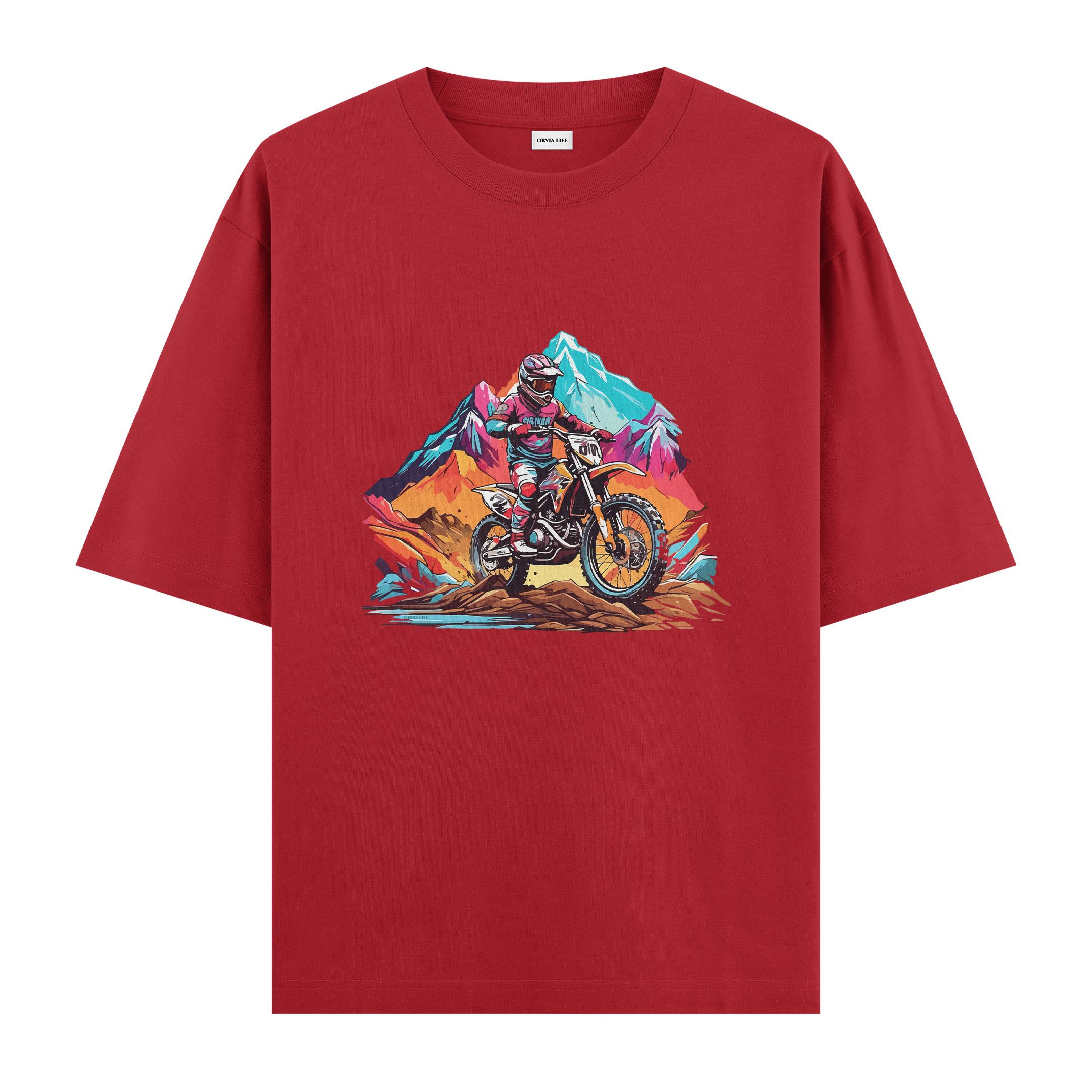 Cross%20Motocycle%20-%20Oversize%20T-shirt%20Kırmızı