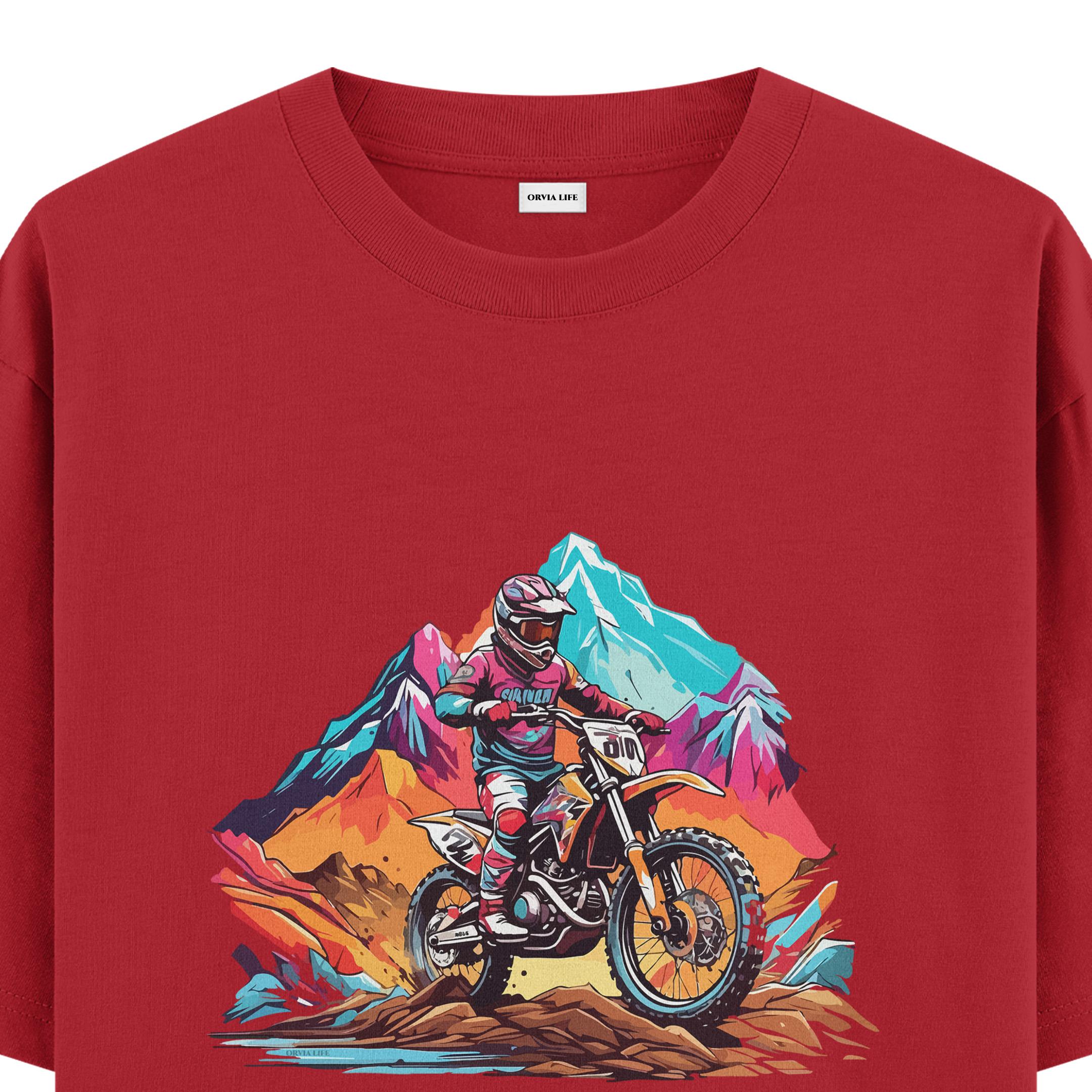 Cross%20Motocycle%20-%20Oversize%20T-shirt%20Kırmızı