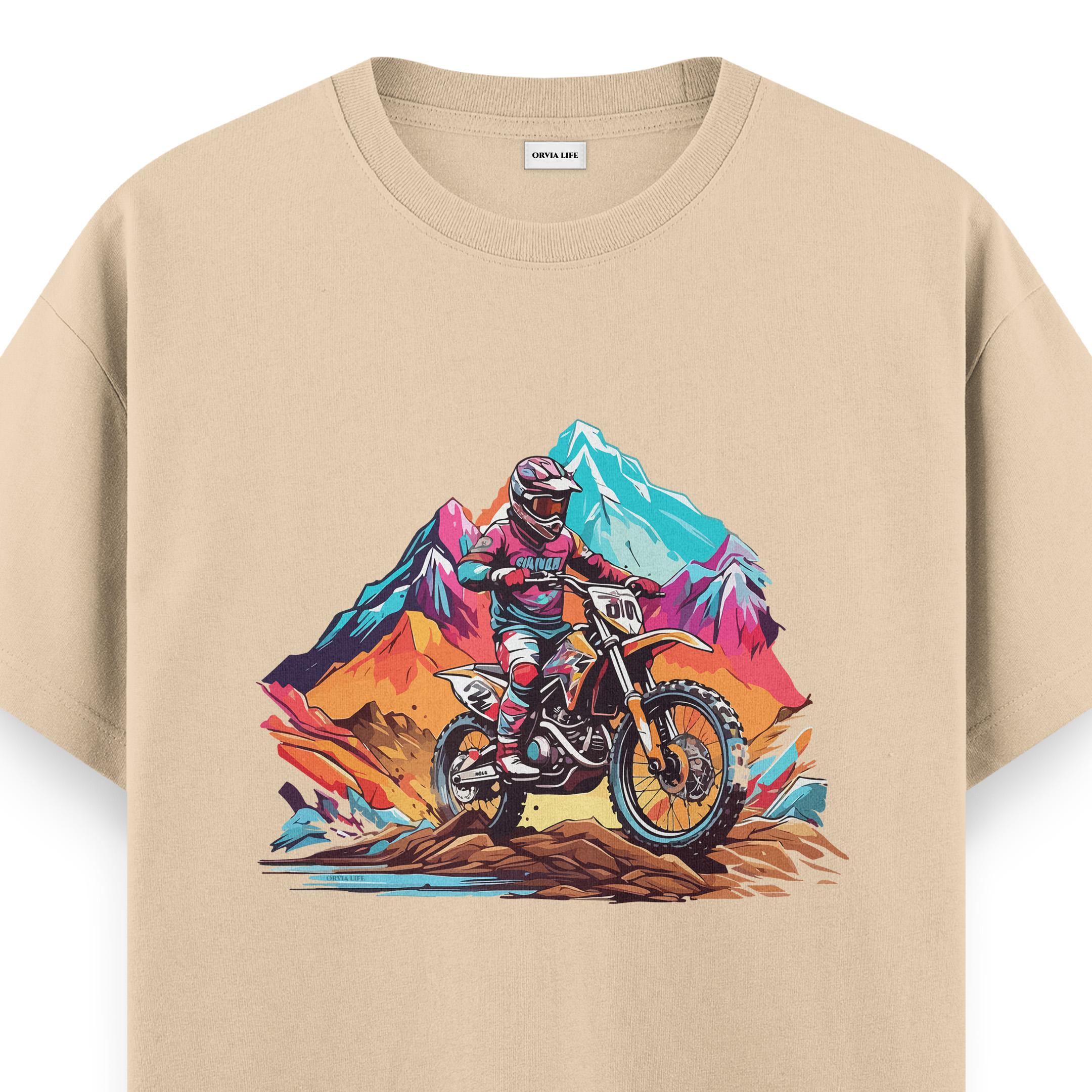 Cross%20Motocycle%20-%20Regular%20T-shirt%20Krem