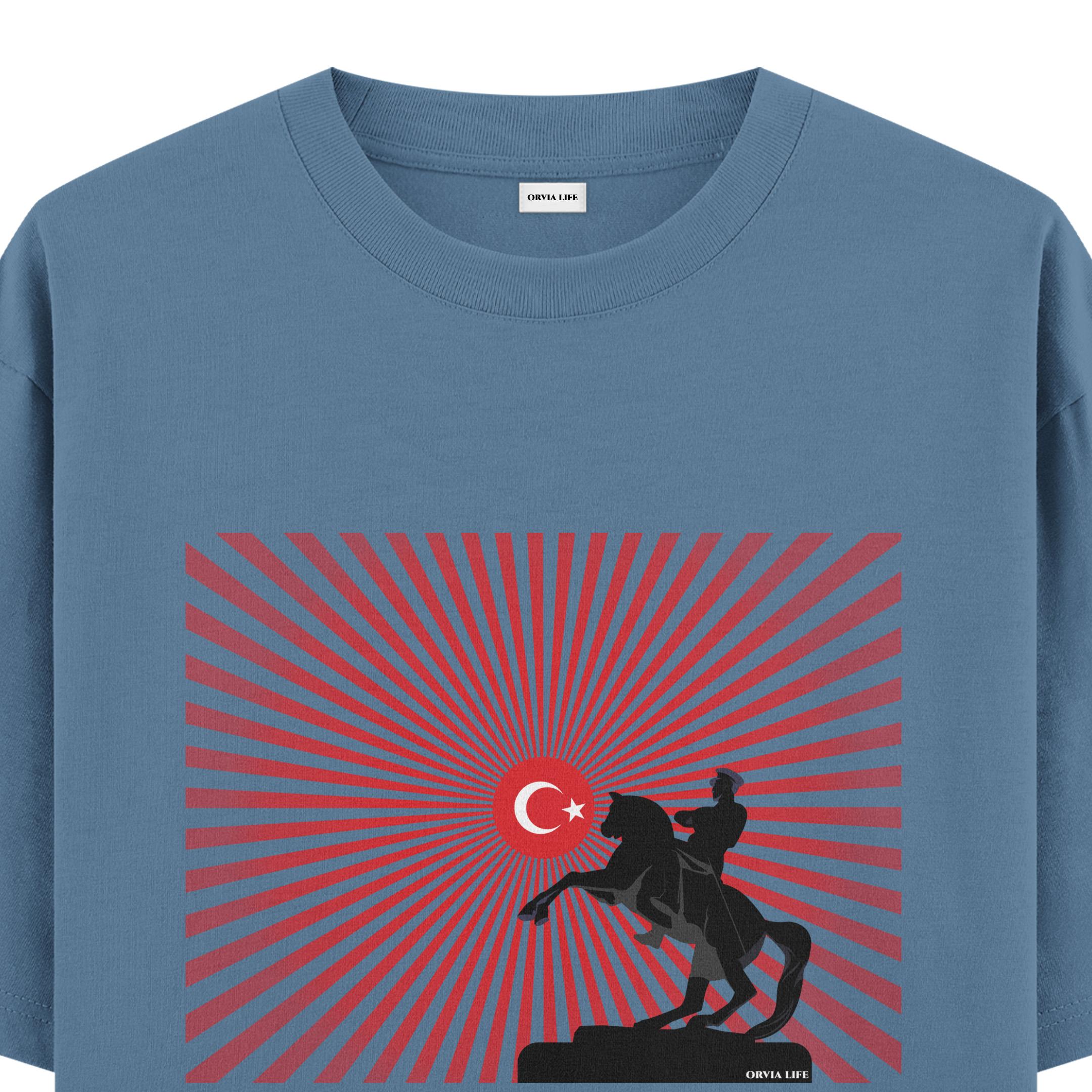 ULU%20ÖNDER%20%20-%20Oversize%20T-shirt%20Antrasit%20Mavi