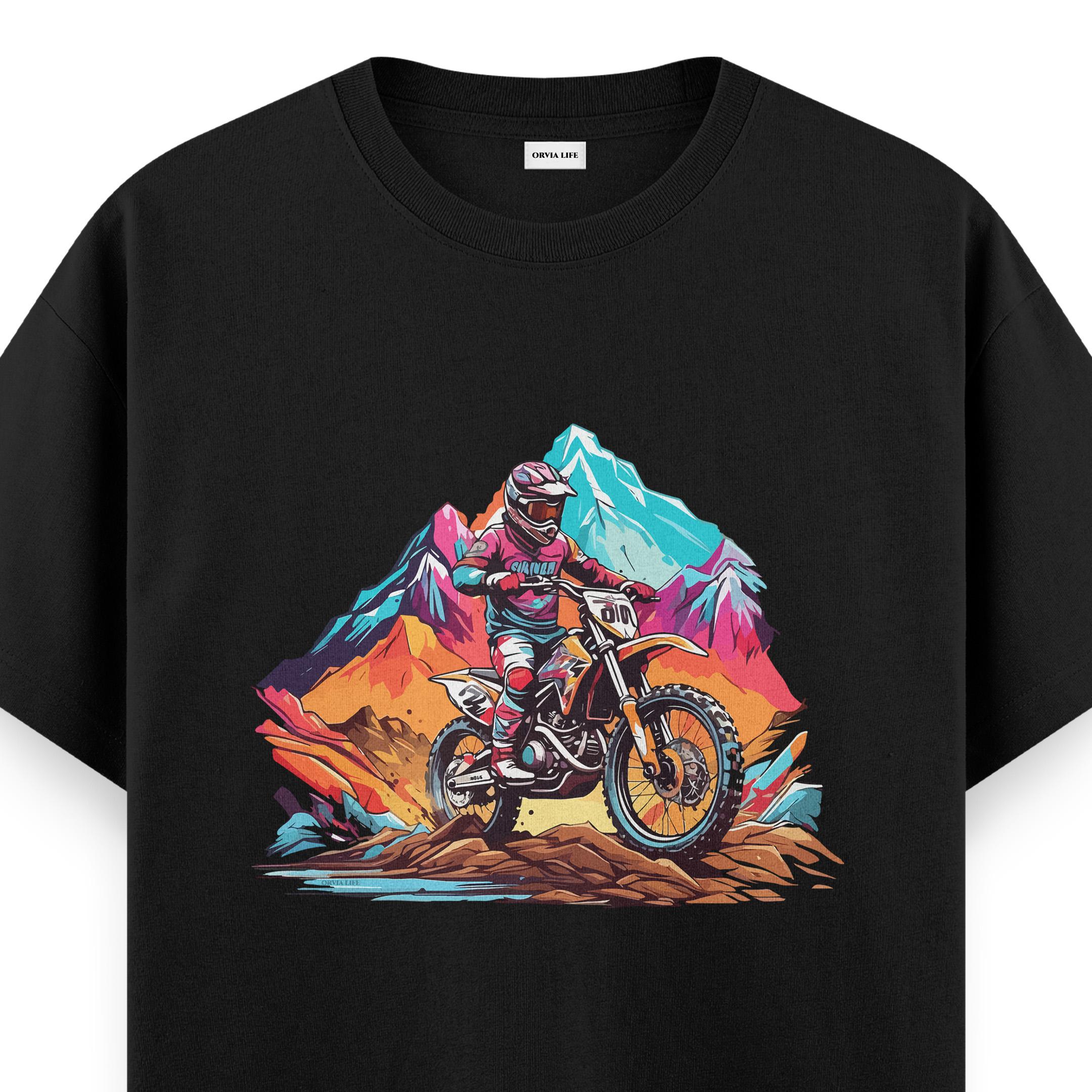 Cross%20Motocycle%20-%20Regular%20T-shirt%20Siyah