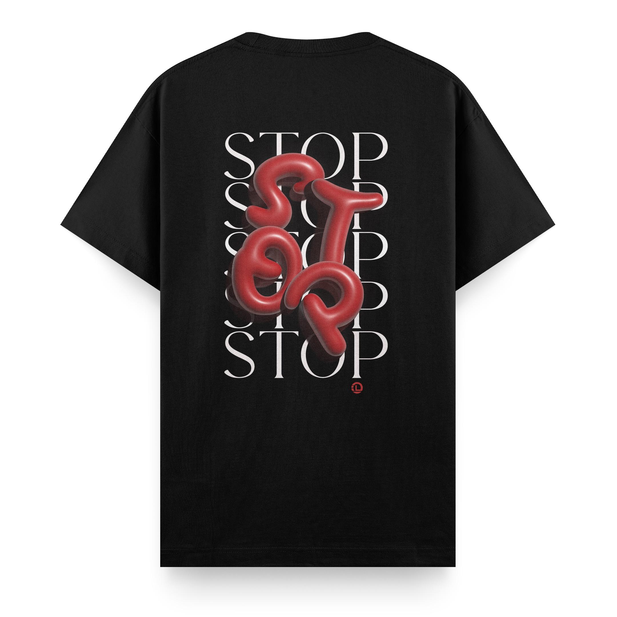 Stop%20-%20Regular%20T-shirt%20Siyah