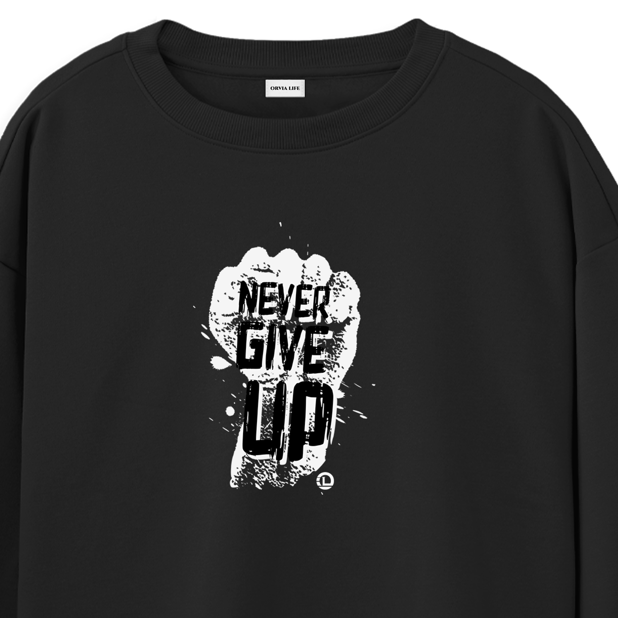 Never%20Give%20Up%20-%20Regular%20Sweatshirt%20Siyah