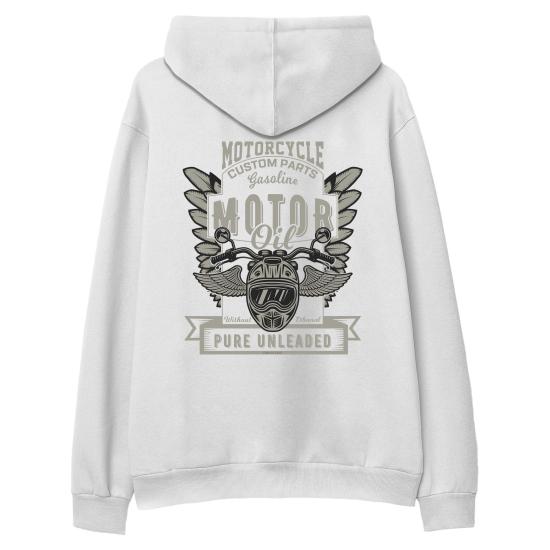 Motorcycle Custom Parts Hoodie Sweatshirt Beyaz