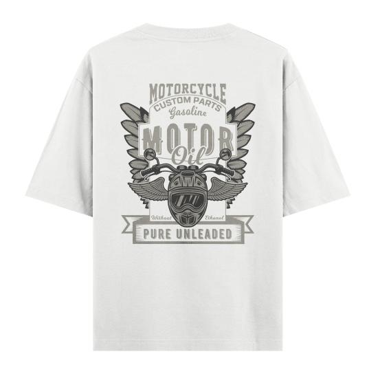 Motorcycle Custom Parts Oversize T-shirt Beyaz