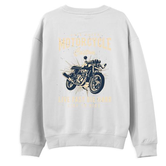 Motorcycle Custom Regular Sweatshirt Beyaz