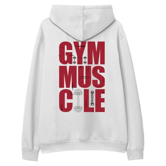 GYM Muscle Hoodie Sweatshirt Beyaz