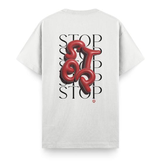 Stop Regular T-shirt Beyaz