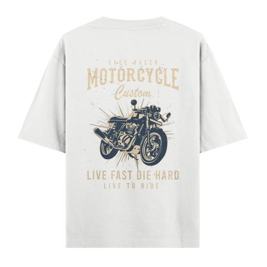 Motorcycle Custom Oversize T-shirt Beyaz