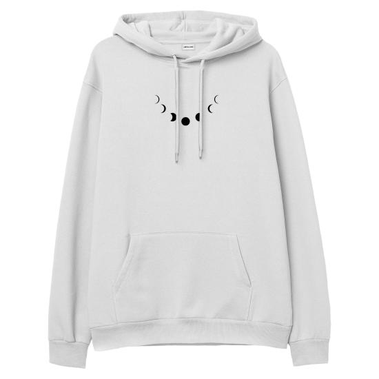 Lunar Cycle Hoodie Sweatshirt Beyaz