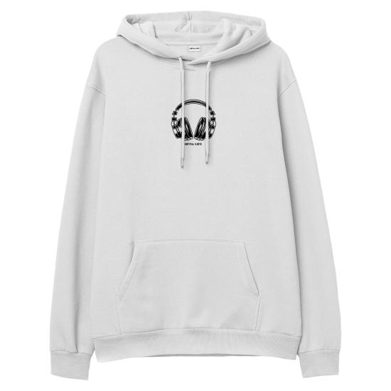 Headset Hoodie Sweatshirt Beyaz