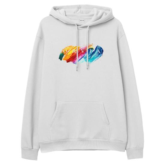 Stroke Hoodie Sweatshirt Beyaz