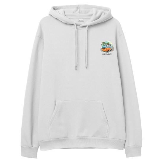 Caravan Hoodie Sweatshirt Beyaz