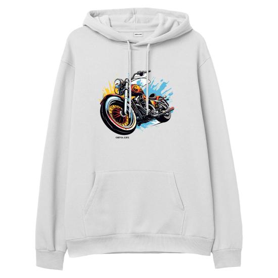 Bike Hoodie Sweatshirt Beyaz