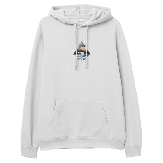 Mountain Hoodie Sweatshirt Beyaz