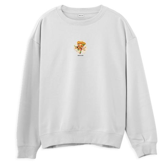 Karaoke Pizza Regular Sweatshirt Beyaz