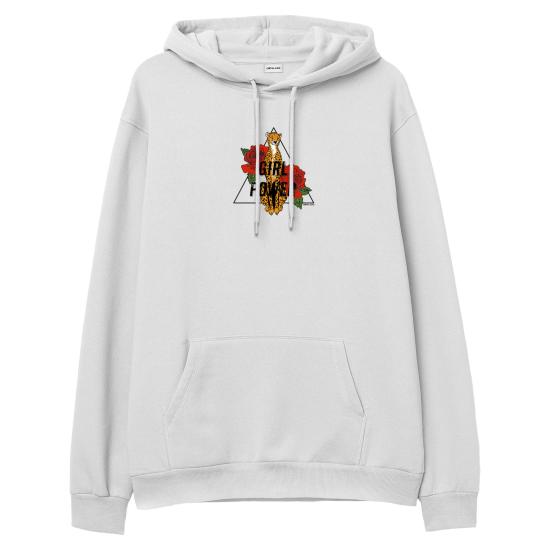 Girl Power  Hoodie Sweatshirt Beyaz