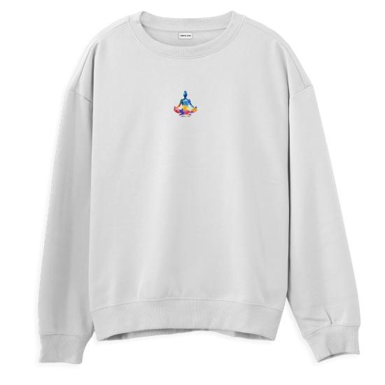 Meditation Chakra Regular Sweatshirt Beyaz