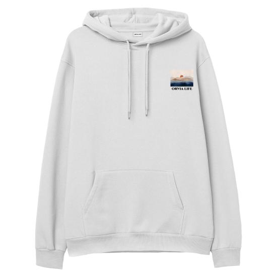 Sunset Hoodie Sweatshirt Beyaz