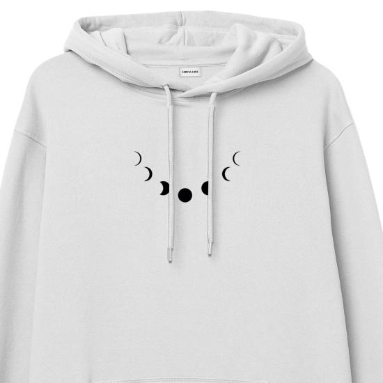 Lunar Cycle Hoodie Sweatshirt Beyaz