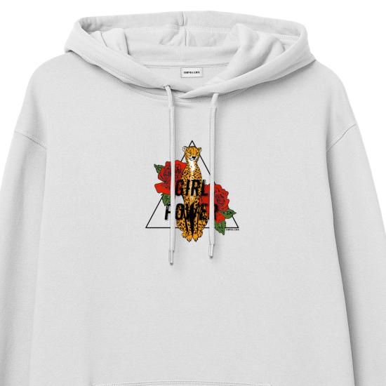 Girl Power  Hoodie Sweatshirt Beyaz