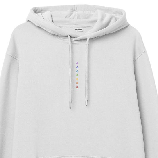 Chakra Hoodie Sweatshirt Beyaz