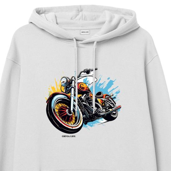 Bike Hoodie Sweatshirt Beyaz