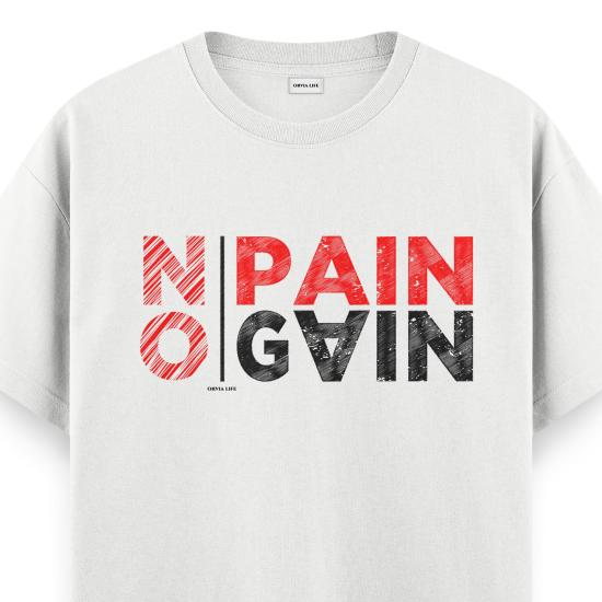 No Pain No Gain Regular T-shirt Beyaz