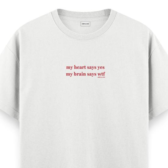 My Heart Says Yes Regular T-shirt Beyaz