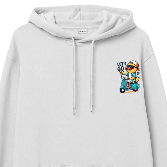 Let’s Go Dude Hoodie Sweatshirt Beyaz