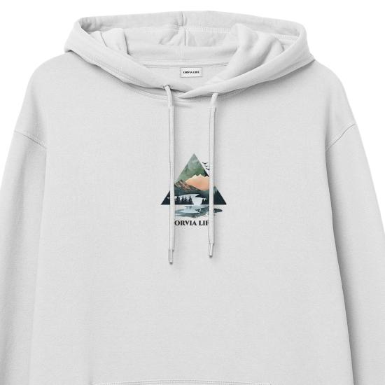 Mountain Hoodie Sweatshirt Beyaz