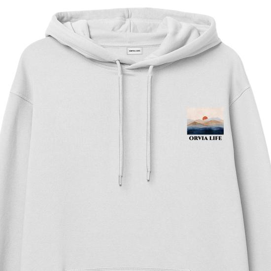 Sunset Hoodie Sweatshirt Beyaz