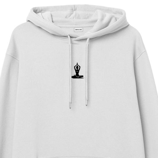 Sukhasana Hoodie Sweatshirt Beyaz