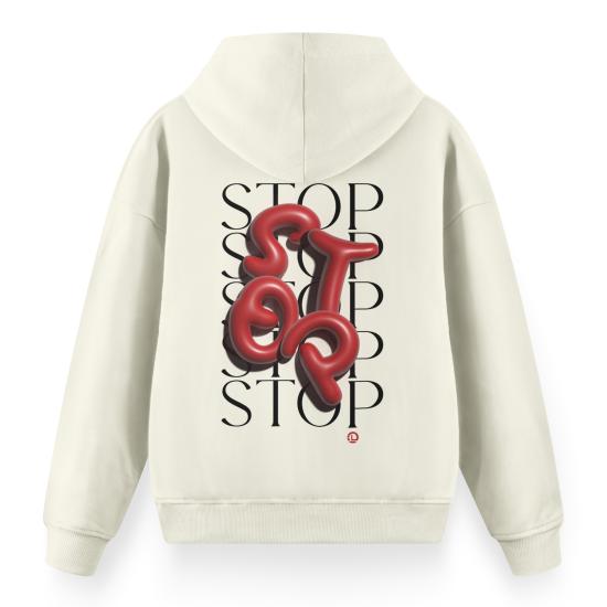 Stop Ekru Oversize Hoodie Sweatshirt