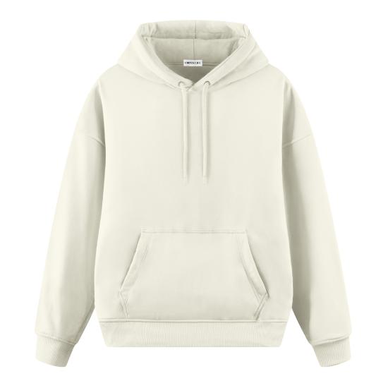 Basic Ekru Oversize Hoodie Sweatshirt