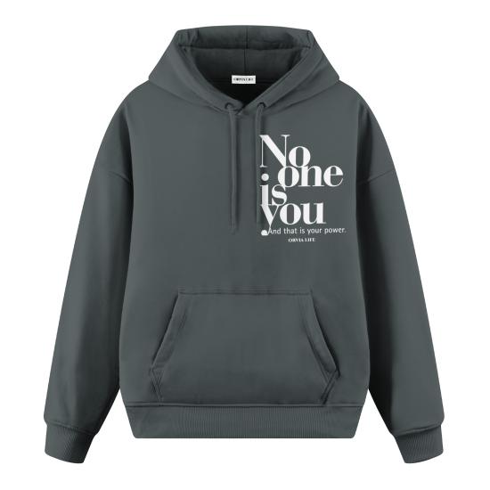 No One Is You Antrasit Premium Oversize Hoodie Sweatshirt