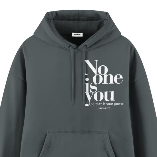 No One Is You Antrasit Premium Oversize Hoodie Sweatshirt