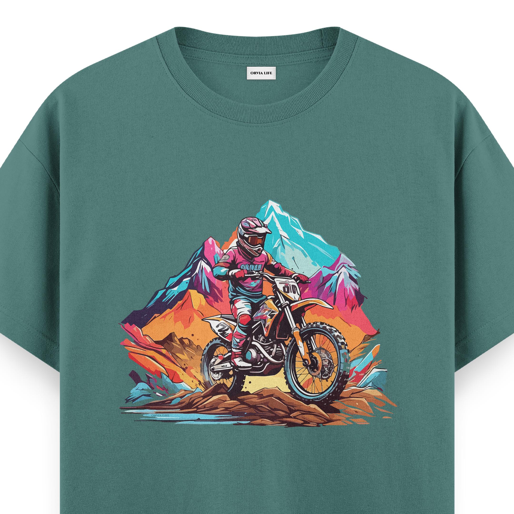 Cross%20Motocycle%20-%20Regular%20T-shirt%20Yeşil